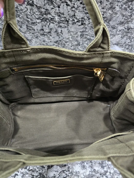 Prada Canapa (Small) In Military Geen - Picture 7 of 11